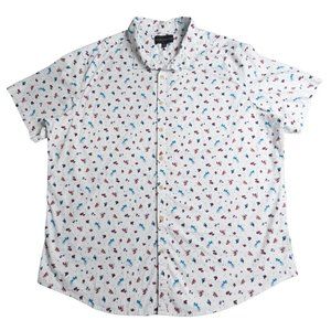 No Boundaries Button Up Short Sleeve Shirt Mens Size 3XL White Floral Foliage